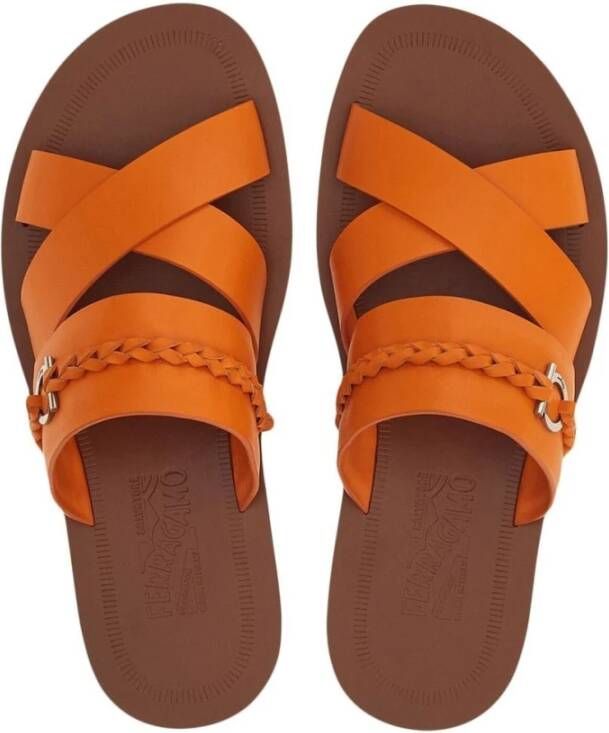 Salvatore Ferragamo Gancini Open Teen Sandalen Oranje Heren