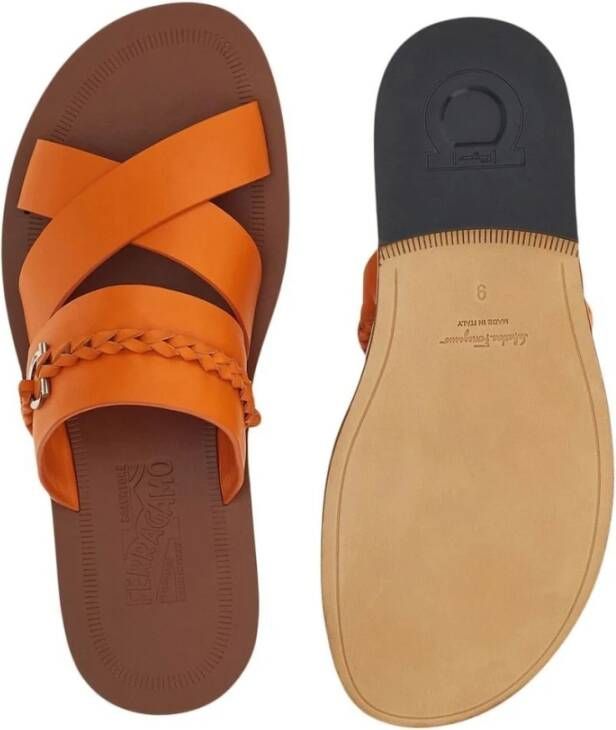 Salvatore Ferragamo Gancini Open Teen Sandalen Oranje Heren