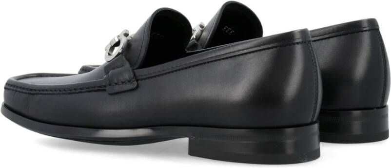 Salvatore Ferragamo Zwarte leren loafers met Gancini Black Heren