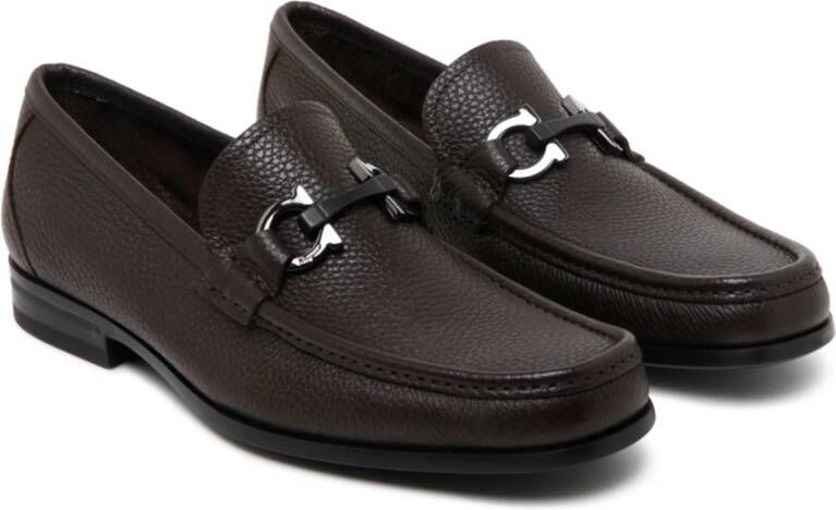 Salvatore Ferragamo Stijlvolle Calf Loafers voor Heren Black Heren