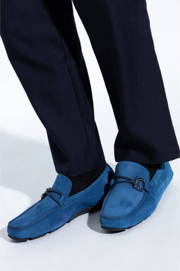 Salvatore Ferragamo Suede loafers Front Blue Heren