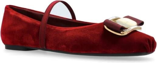 Salvatore Ferragamo Velvet ballerina's Zina Red Dames