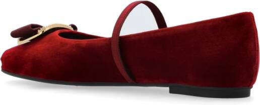 Salvatore Ferragamo Velvet ballerina's Zina Red Dames