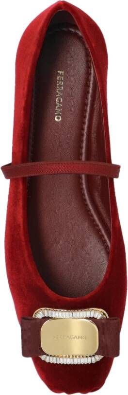 Salvatore Ferragamo Velvet ballerina's Zina Red Dames