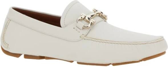 Salvatore Ferragamo Witte loafers met Gancini-plaque White Heren