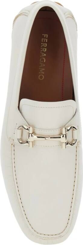 Salvatore Ferragamo Witte loafers met Gancini-plaque White Heren