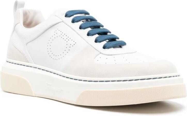 Salvatore Ferragamo Witte Sneakers met Gancini Logo Detail White Heren