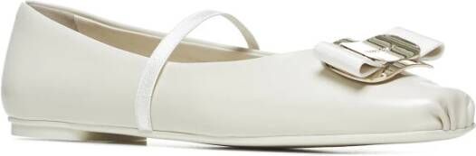 Salvatore Ferragamo Zina Ivory Ballet Flats Beige Dames