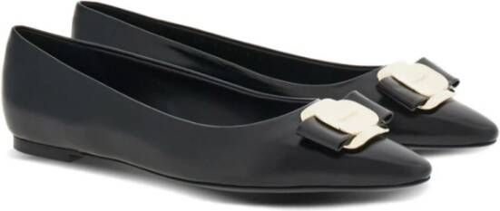 Salvatore Ferragamo Zwarte Ballerina Flats met Strikdetail Black Dames