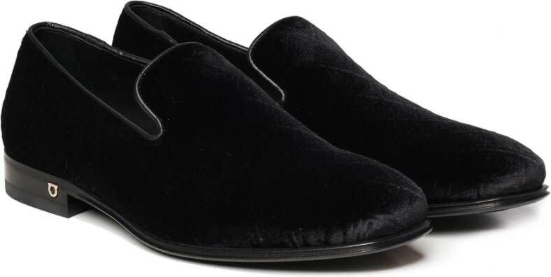 Salvatore Ferragamo Zwarte fluwelen loafers lage hak Italië Black Heren