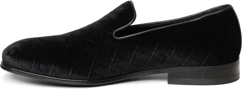 Salvatore Ferragamo Zwarte fluwelen loafers lage hak Italië Black Heren