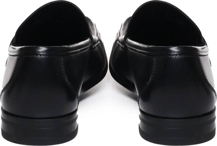 Salvatore Ferragamo Zwarte Gancini Leren Loafers Black Heren