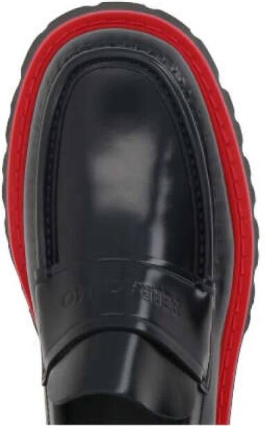 Salvatore Ferragamo Zwarte geborsteld leren mocassins Black Heren