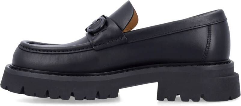 Salvatore Ferragamo Zwarte Gesloten Mocassin met Gancini Ornament Black Heren