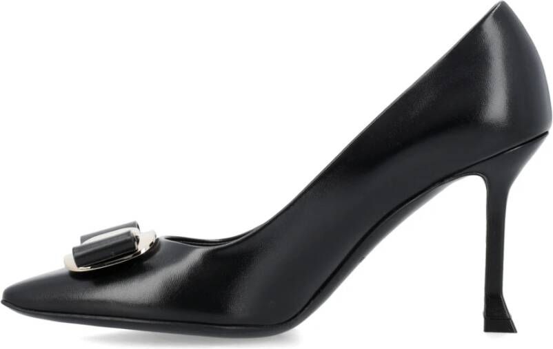 Salvatore Ferragamo Zwarte Gesloten Teen Pumps Schoenen Black Dames