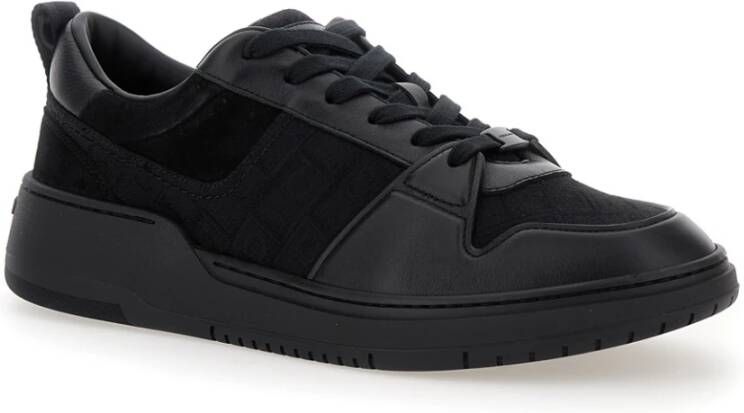 Salvatore Ferragamo Zwarte Lage Top Veterschoenen Black Heren