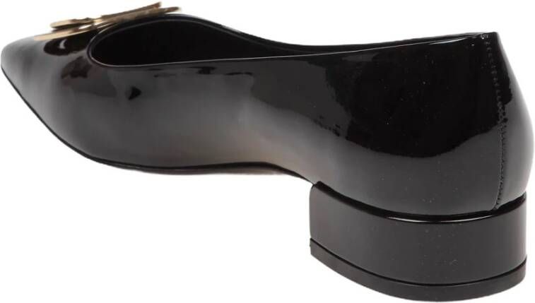 Salvatore Ferragamo Zwarte Lakleren Ballerina Pumps Black Dames