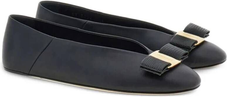 Salvatore Ferragamo Zwarte leren ballerina flats Black Dames