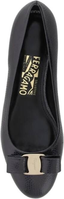 Salvatore Ferragamo Zwarte leren ballerina flats Black Dames