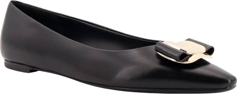 Salvatore Ferragamo Zwarte Leren Ballerina Schoenen Black Dames