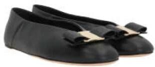 Salvatore Ferragamo Zwarte Leren Ballerina Schoenen Black Dames