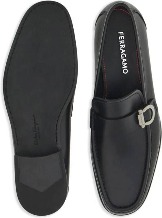 Salvatore Ferragamo Zwarte Leren Band Loafers Black Heren