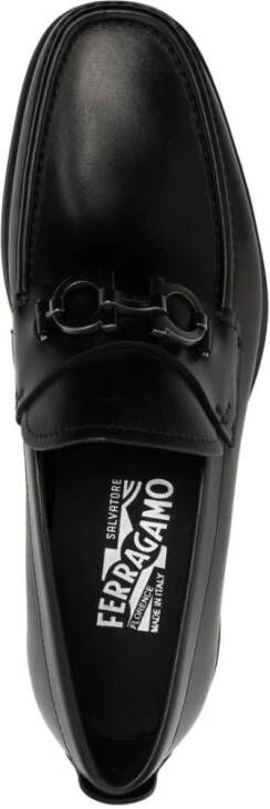 Salvatore Ferragamo Zwarte Leren Gancini Loafers Black Heren