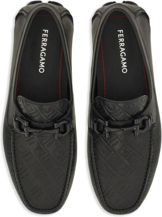 Salvatore Ferragamo Zwarte Leren Instappers Gancini Black Heren