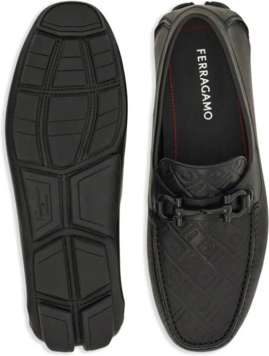 Salvatore Ferragamo Zwarte Leren Instappers Gancini Black Heren