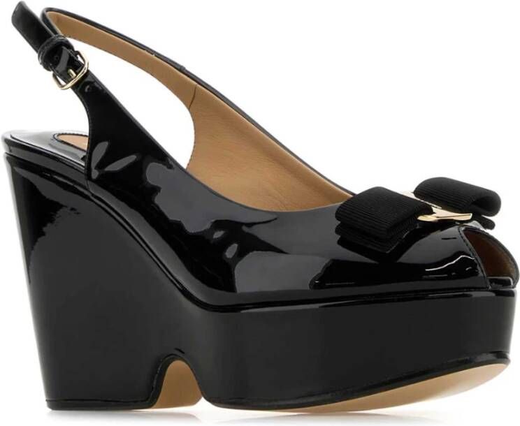 Salvatore Ferragamo Zwarte leren Lally sleehakken Black Dames