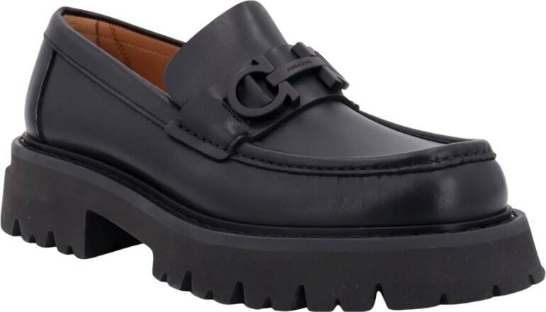 Salvatore Ferragamo Zwarte Leren Loafer Aw23 Stijlvol en Comfortabel Black Heren