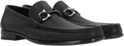 Salvatore Ferragamo Zwarte leren loafers met Gancini-detail Black Heren