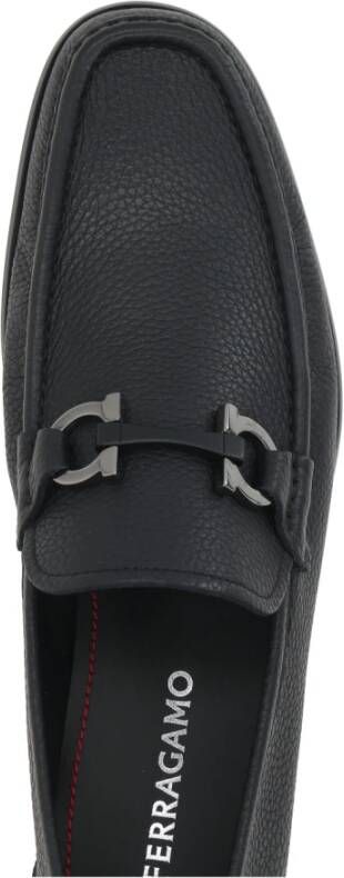 Salvatore Ferragamo Zwarte leren loafers met Gancini-detail Black Heren