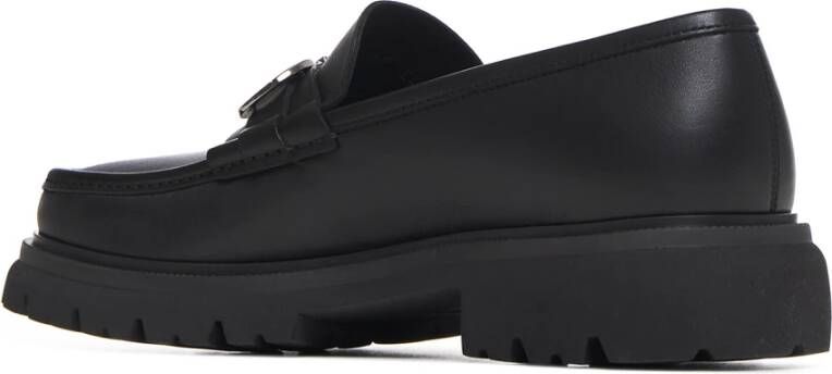 Salvatore Ferragamo Zwarte Leren Loafers met Gancini Gesp Black Heren