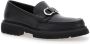 Salvatore Ferragamo Zwarte Leren Loafers met Metalen Detail Black Heren - Thumbnail 2