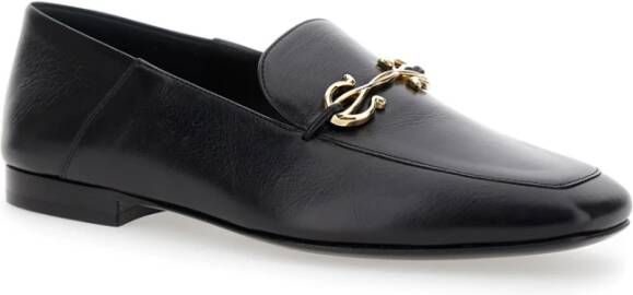 Salvatore Ferragamo Zwarte Leren Loafers Slip-on Stijl Black Dames