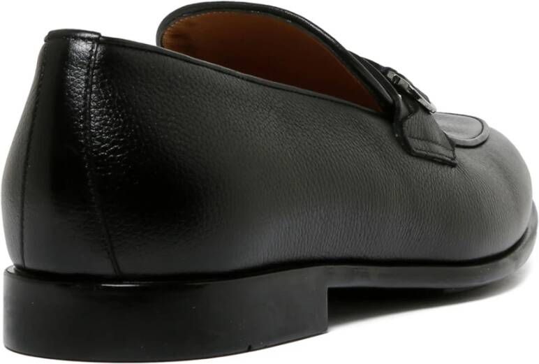 Salvatore Ferragamo Zwarte Leren Loafers Slip On Stijl Black Heren