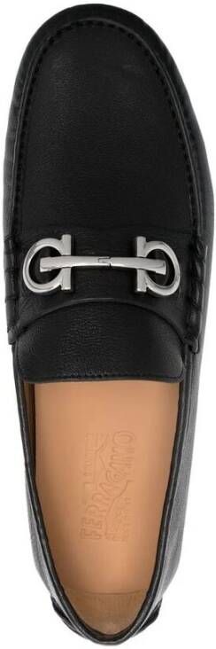 Salvatore Ferragamo Zwarte Leren Moc Stiksels Schoenen Black Heren