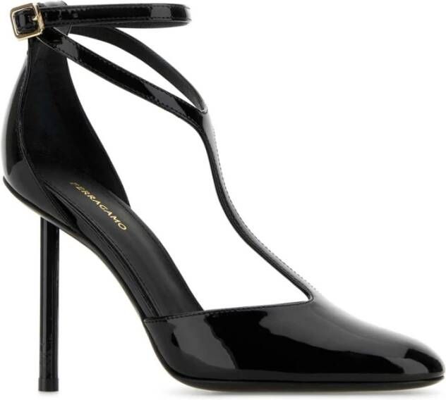 Salvatore Ferragamo Zwarte leren pumps met 9 5 cm hak Black Dames