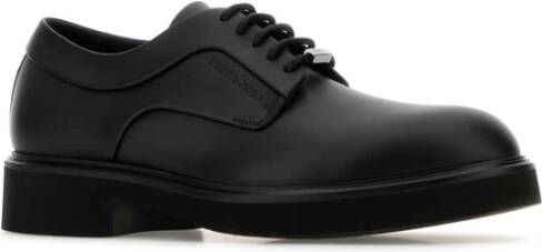 Salvatore Ferragamo Zwarte Leren Veterschoenen Black Heren