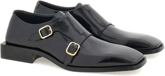 Salvatore Ferragamo Zwarte Leren Vierkante Neus Instappers Black Heren