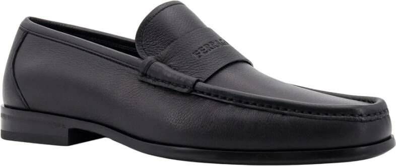 Salvatore Ferragamo Zwarte Loafer Schoenen met Logo Gravure Black Heren