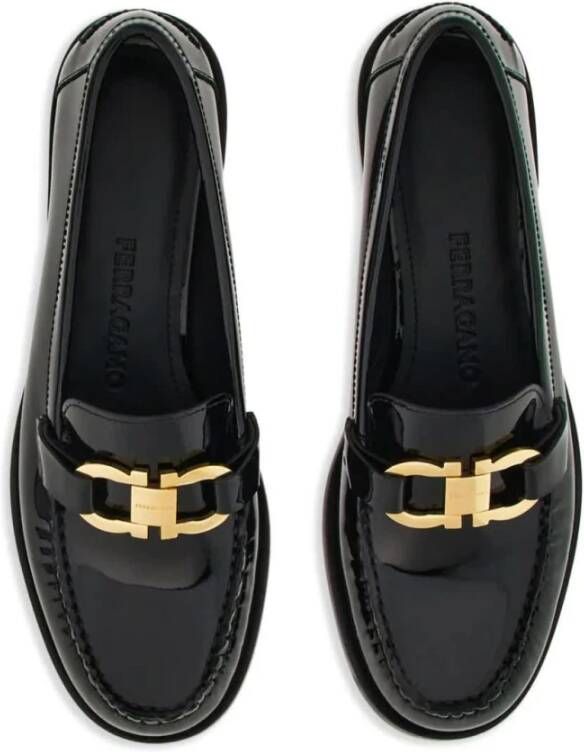 Salvatore Ferragamo Zwarte Maryan Elegante Leren Schoenen Black Dames