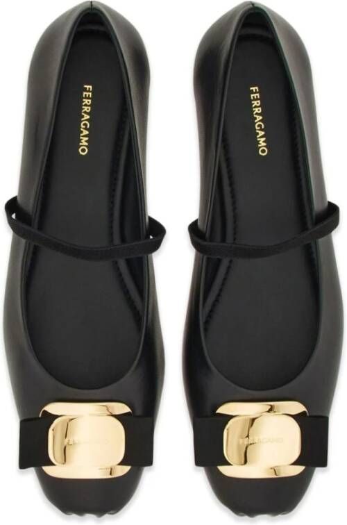 Salvatore Ferragamo Zwarte Platte Ballerina Schoenen Black Dames