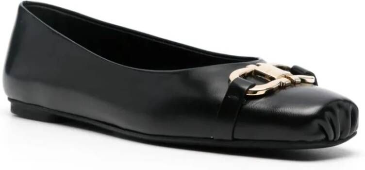 Salvatore Ferragamo Zwarte platte balletflats Gancini gesp Black Dames