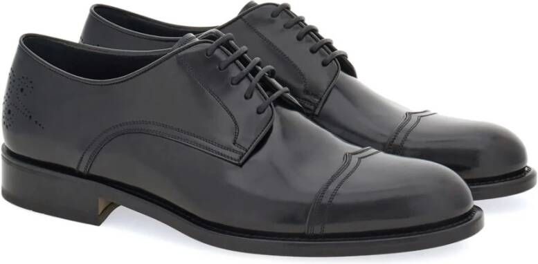 Salvatore Ferragamo Zwarte platte Derby schoenen Black Heren