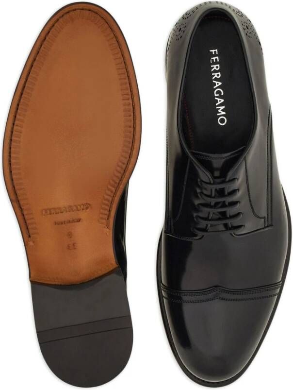 Salvatore Ferragamo Zwarte platte Derby schoenen Black Heren