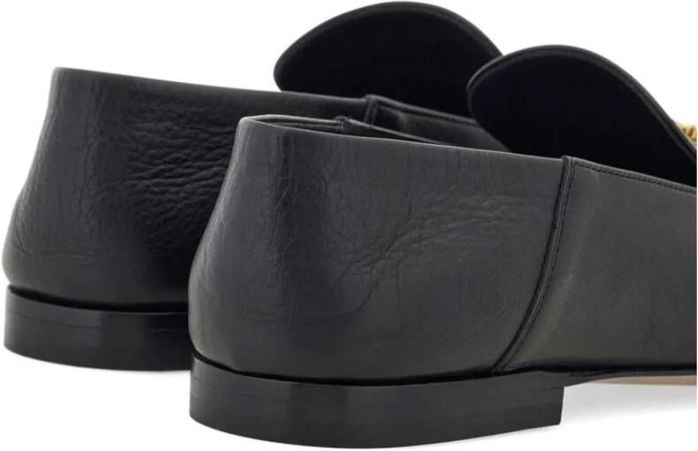 Salvatore Ferragamo Zwarte platte loafers met Gancini gesp Black Dames