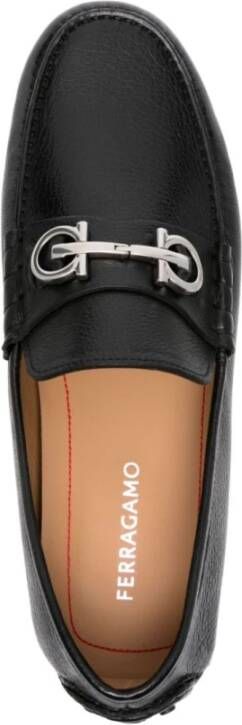 Salvatore Ferragamo Zwarte platte schoenen Gancini amandel teen Black Heren