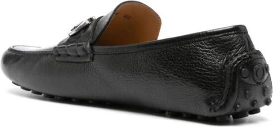 Salvatore Ferragamo Zwarte platte schoenen Gancini amandel teen Black Heren